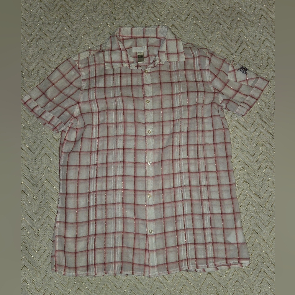 Women's Pink and White Checkered Shirt